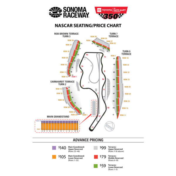 NASCAR Seating/Pricing Map